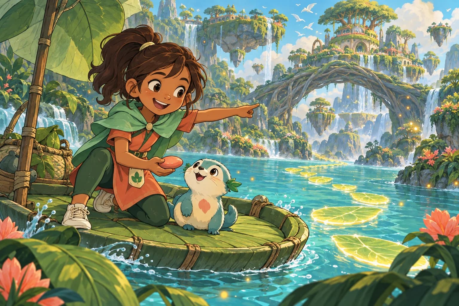Fern and Tiko in their floating garden
